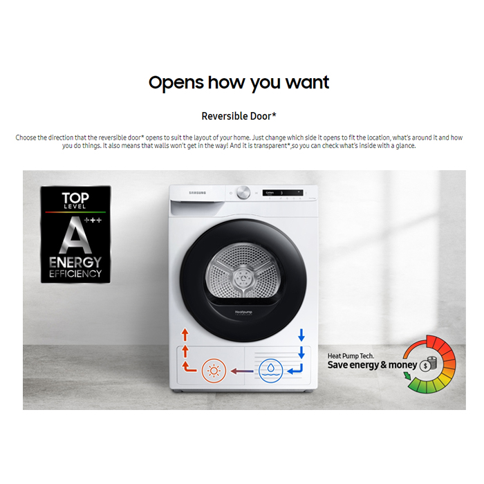 Samsung Dryer Front Loading 8 KG - DV80T5220TT 